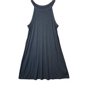 Gap Ribbed Halter Neck Sleeveless A-Line Dress S Blue Gray Rayon Blend